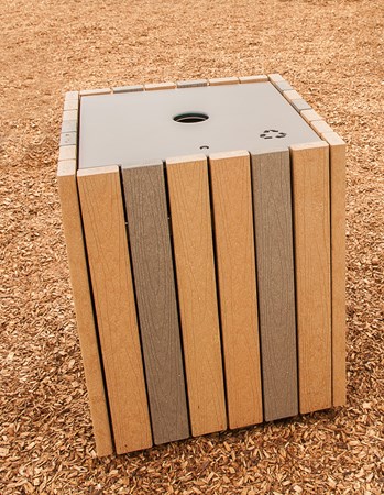 Wood-Grain Recycling Receptacle